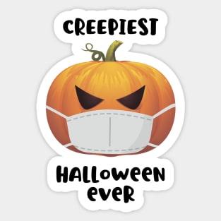 Creepiest halloween ever, pumpkin in a mask Sticker